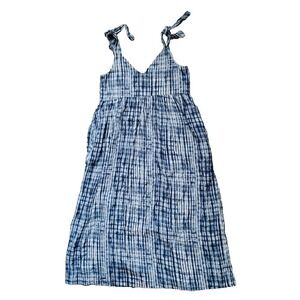 Gap Dress Linen Cotton‎ Tie Strap Maxi Dress Size Small Blue Tie Dye